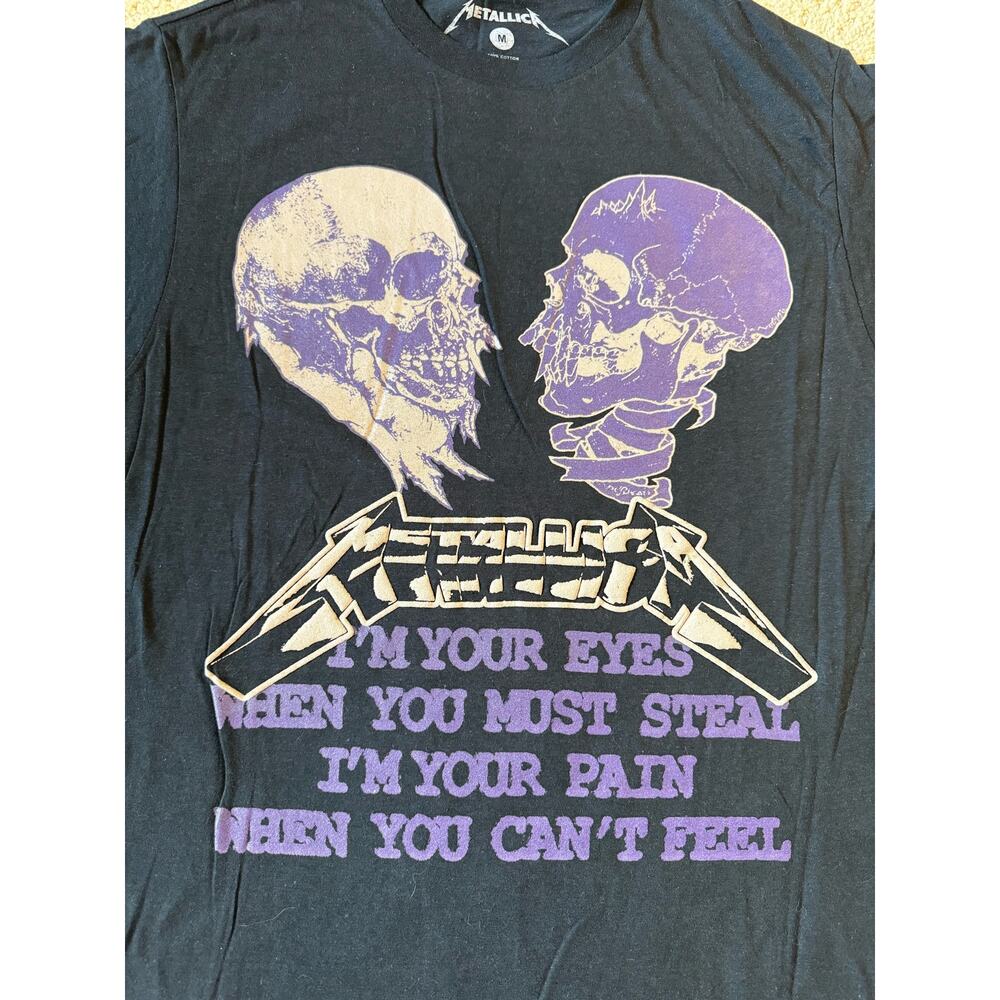 Nwot Hot Topic Metallica Sad But True Lyrics Black Tee - Image 3